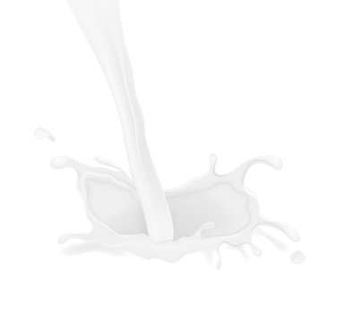 Vector realistic milk splash, liquid whirl