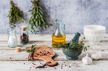 Herbs and Spices, Mortar and Pestle