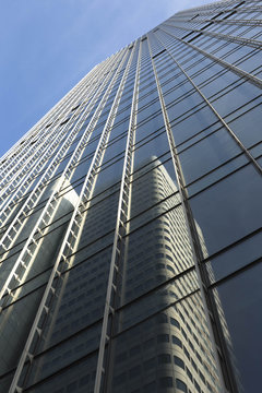 Germany, Frankfurt, facade of Skyper with reflection of Silver Tower