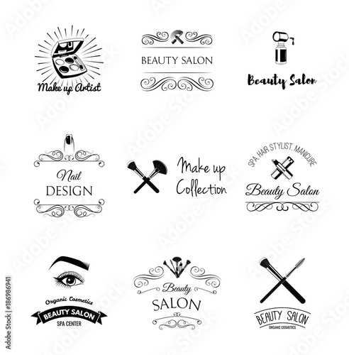 Beauty Salon Design Elements In Vintage Style Lipstick Mascara