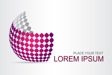 Logo stylized spherical surface with abstract shapes