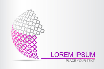 Logo stylized spherical surface with abstract shapes