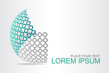 Logo stylized spherical surface with abstract shapes