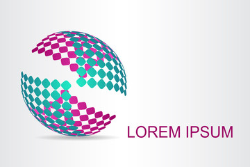 Logo stylized spherical surface with abstract shapes