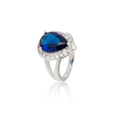 Sapphire Ring isolated on white.