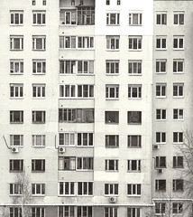 The window of a residential multi-storey town houses.