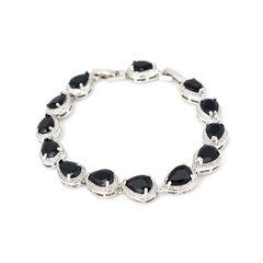 Black spinel Diamond bracelet isolated on white