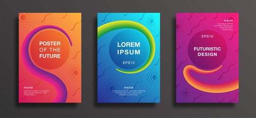 Posters with unusual color shapes. Futuristic trendy abstract covers. Vector illustration Eps10.
