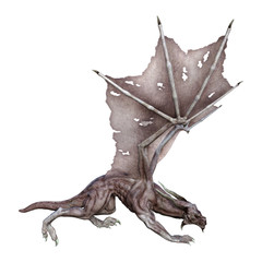 3D Rendering Fantasy Vampire Dragon on White