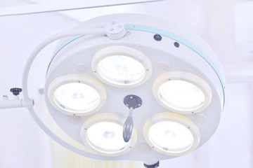 Surgical lights in operating room in hospital