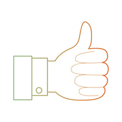 hand thumb up icon in degraded green to red color silhouette