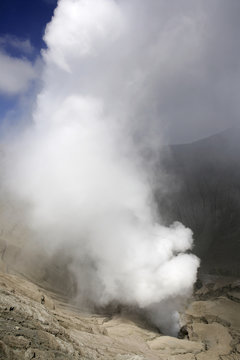 Indonesia, Java, Fuming Mount Brome volcano, view of crater rim