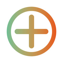 Obraz premium plus icon in circle in degraded green to red color silhouette