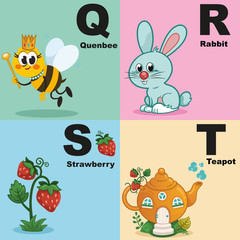 Vector illustration of alphabet kit which include q,r,s,t