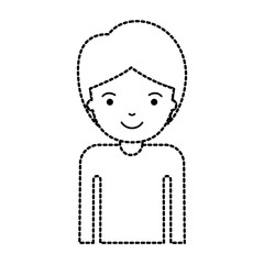 half body man with short hair in black dotted silhouette