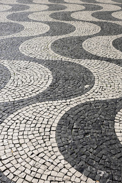 Portugal, Lisbon, ground mosaic at Rossio Square