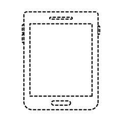 tablet device icon in black dotted silhouette