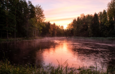 Fototapeta na wymiar River in autumn. Farnebofjarden national park in Sweden