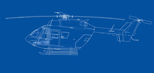 Outline drawing of helicopter © cherezoff