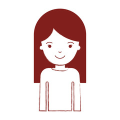 half body woman with long straight hair in dark red blurred silhouette