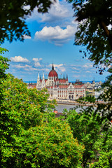 Fototapeta na wymiar Hungarian parliament building at Danube river in Budapest city.