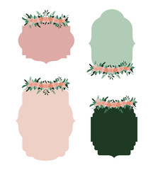 frame set with floral ornament in colorful silhouette