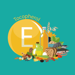 Vitamin E or Tocopherol. Food sources.