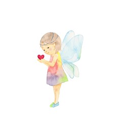 天使の羽根、小さな女の子、ハート