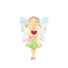 天使の羽根、女の子、ハート