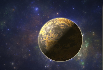 Fototapeta na wymiar Deep space alien planet, scifi illustration