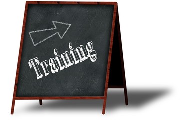 Fototapeta premium TRAINING in chalk on wooden menu blackboard.