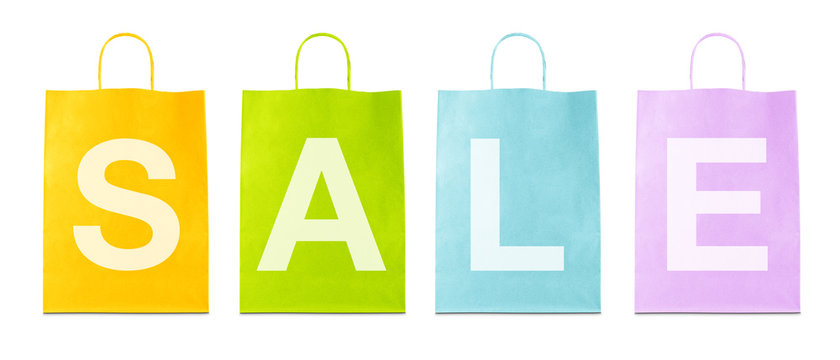 Borse di carta colorate SALE, saldi in inglese