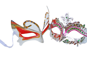 Couple white mask isolated on white background