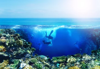 Fototapete Sport Taucher der Unterwasserwelt