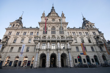GRAZ, AUSTRIA: Graz city hall - The Hauptplatz (main square) of Graz, Styria, Austria, June 2017