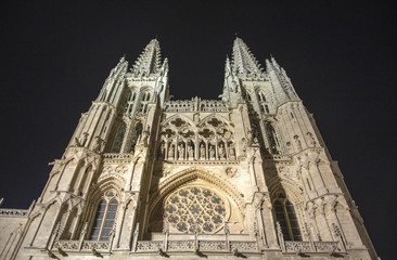 Night panoramic of the Cathedral of Burgos, Spain