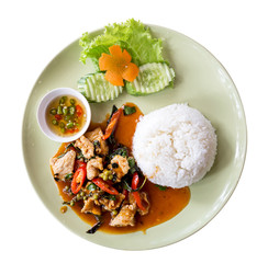 Pork rice Black pepper, thai food,