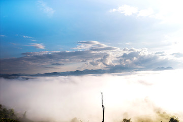 Morning fog from Yun Lai Viewpoint, in Pai town, Mae Hong Son province, Thailand