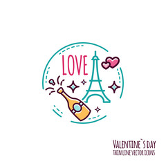 Valentines day icon. Stamp, Sticker, Label, Baner. Romantic design vector illustration