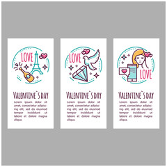 Valentines day icons. Stamp, Sticker, Label, Baner. Romantic design elements. Vector illustration