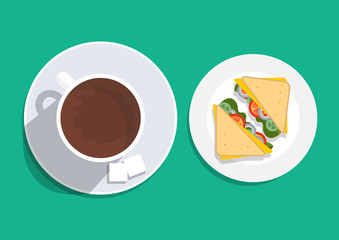 Vector. Breakfast on the table, good morning concept.