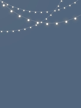 String lights in blue background for decoration