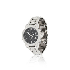 Mechanical silver men's watch isolated on white.