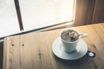 Cup of tea on table