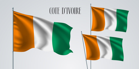 Cote D'ivoire waving flag set of vector illustration - obrazy, fototapety, plakaty