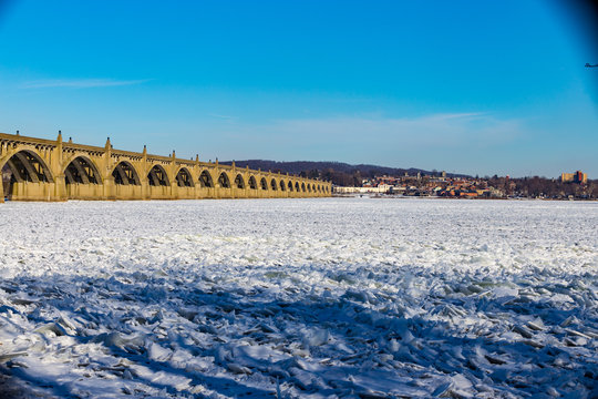 Frozen Susquehanna River at Wrightsville PA