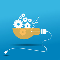 Vector of  light bulbs with glowing one. Idea and creativity concept with light bulbs.