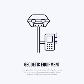 Geological survey, engineering vector flat line icon. Geodesy equipment. Geology research illustration, sign.