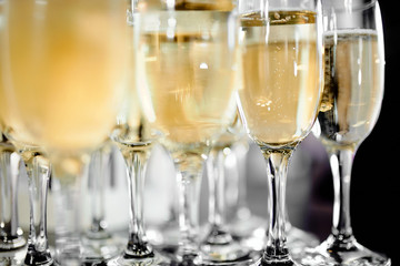 Wine glasses with champagne