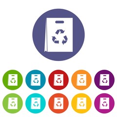 Package recycling set icons